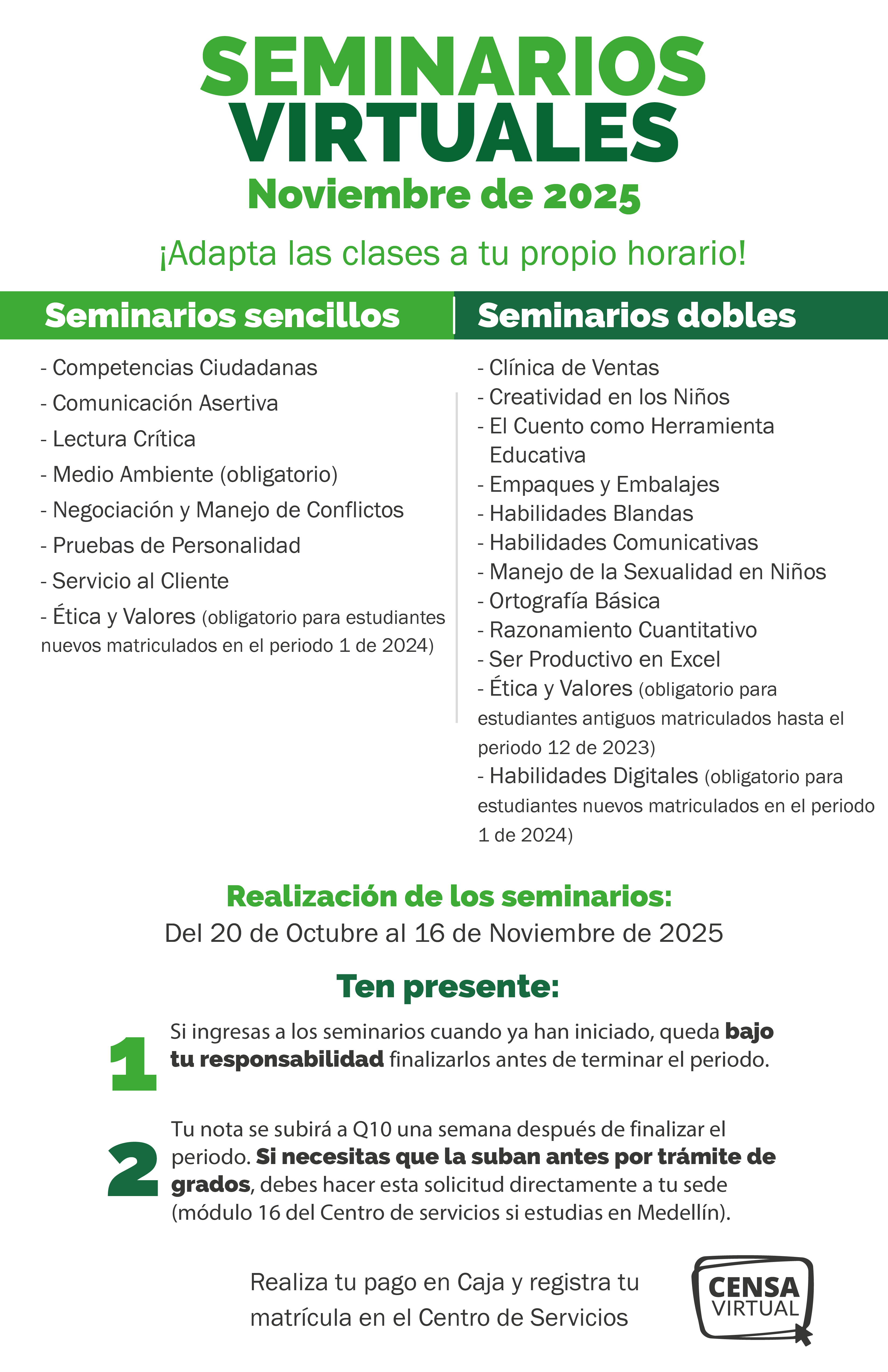Seminarios Virtuales Octubre 2025